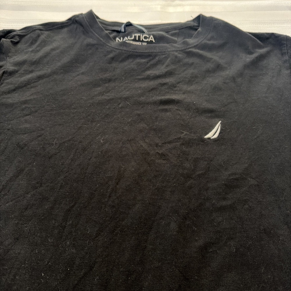 Nautica Performance Tee Mens Black Short Sleeve Crewneck Logo T-Shirt